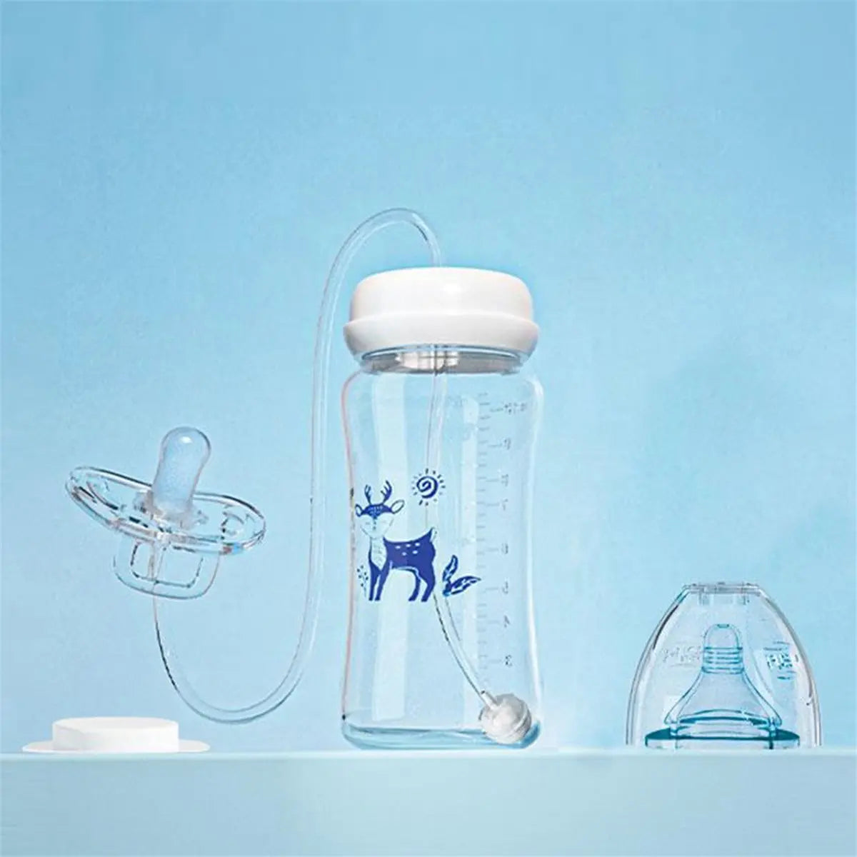 A45I Hands-Free 300ML Wide-Neck Baby Bottle,Milk Storage Bottle,Multi-Function Anti-Drop Ball Feeding Bottle
