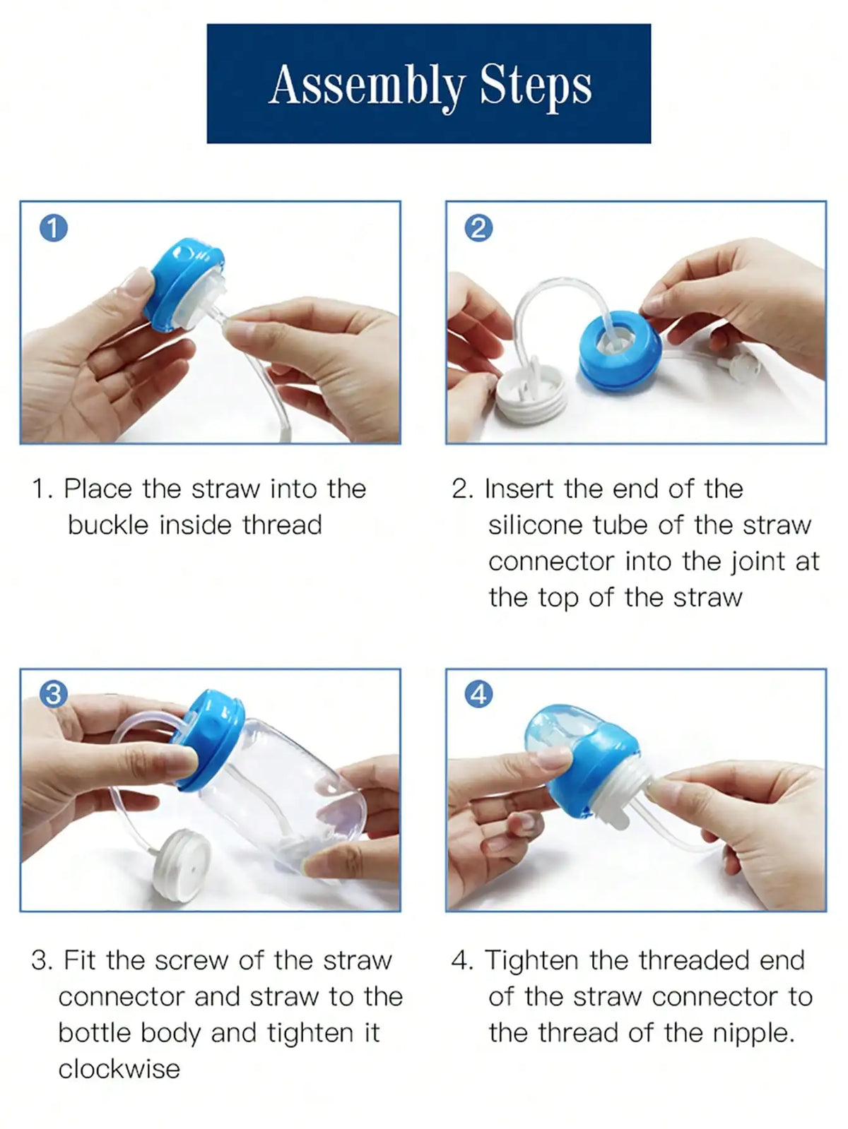 8oz/240ml Normal-Neck Baby Bottle with Straw Brush,Hands-Free PP Feeding Bottle Set-Makes Feeding Easy