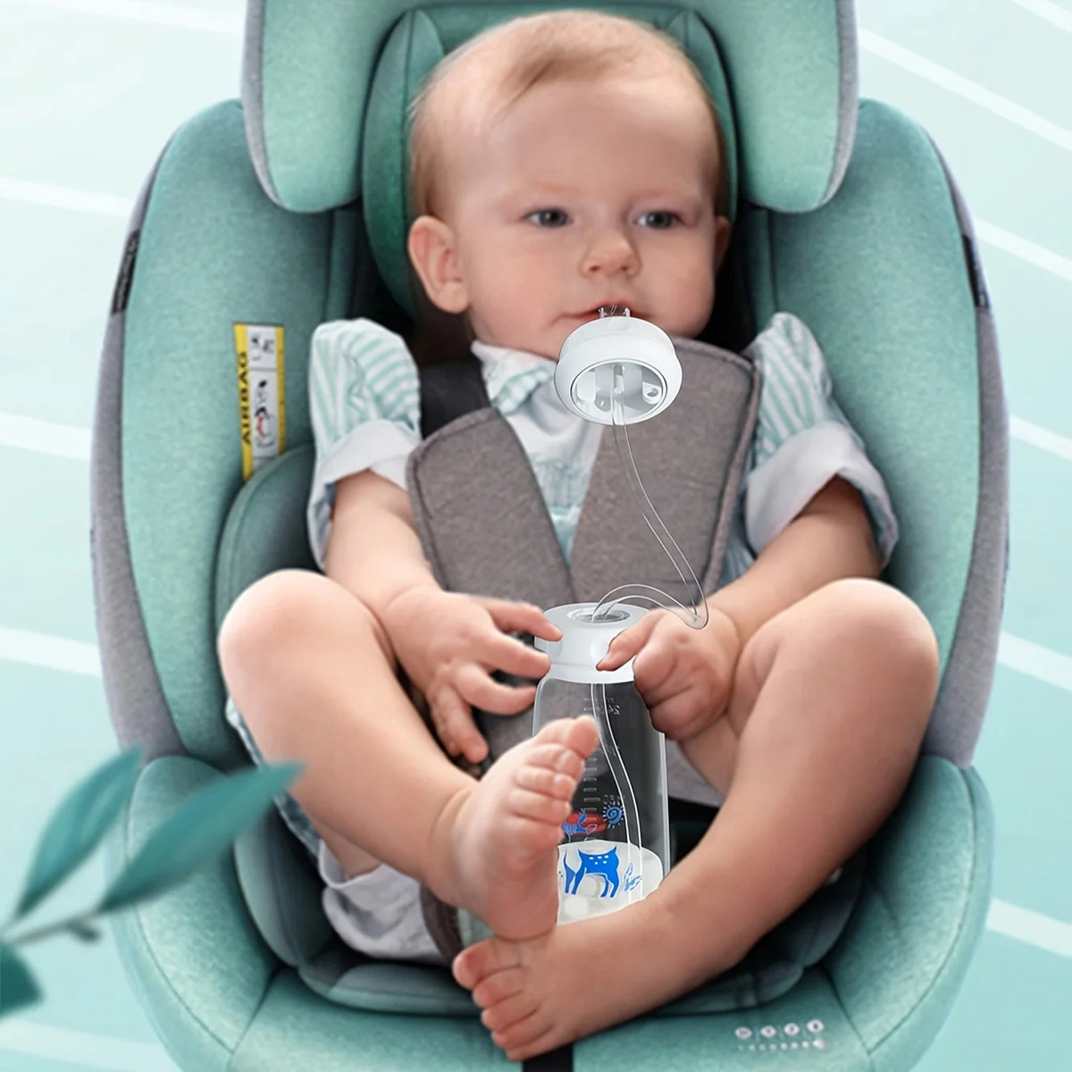 8oz/240ml Normal-Neck Baby Bottle with Straw Brush,Hands-Free PP Feeding Bottle Set-Makes Feeding Easy
