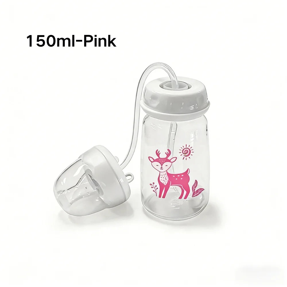 1pc Leak-Proof Hands-Free Bottle for Lying Feeding, Food-Grade PP Easy Clean, Anti-Choke, Baby Drinks Sitting or Lying