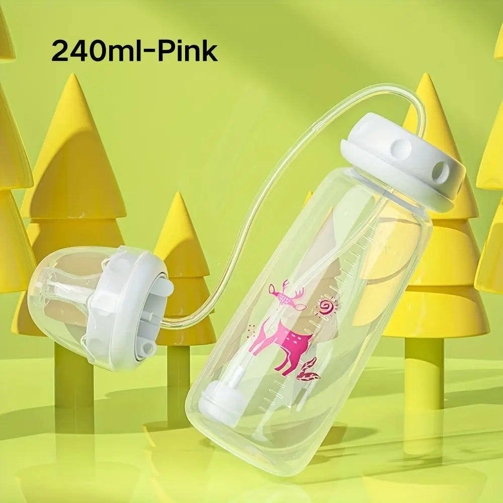 1pc Leak-Proof Hands-Free Bottle for Lying Feeding, Food-Grade PP Easy Clean, Anti-Choke, Baby Drinks Sitting or Lying